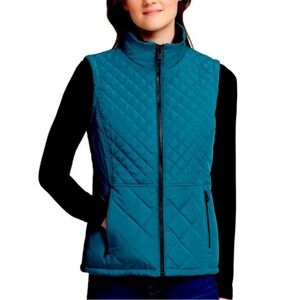 ANDREW MARC teal quilted vest, size L